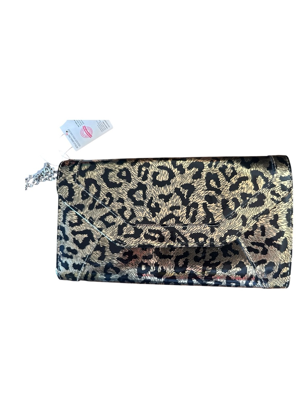 Leopard Print Envelope Clutch Purse Crossbody Removable Chain NEW 9.5”